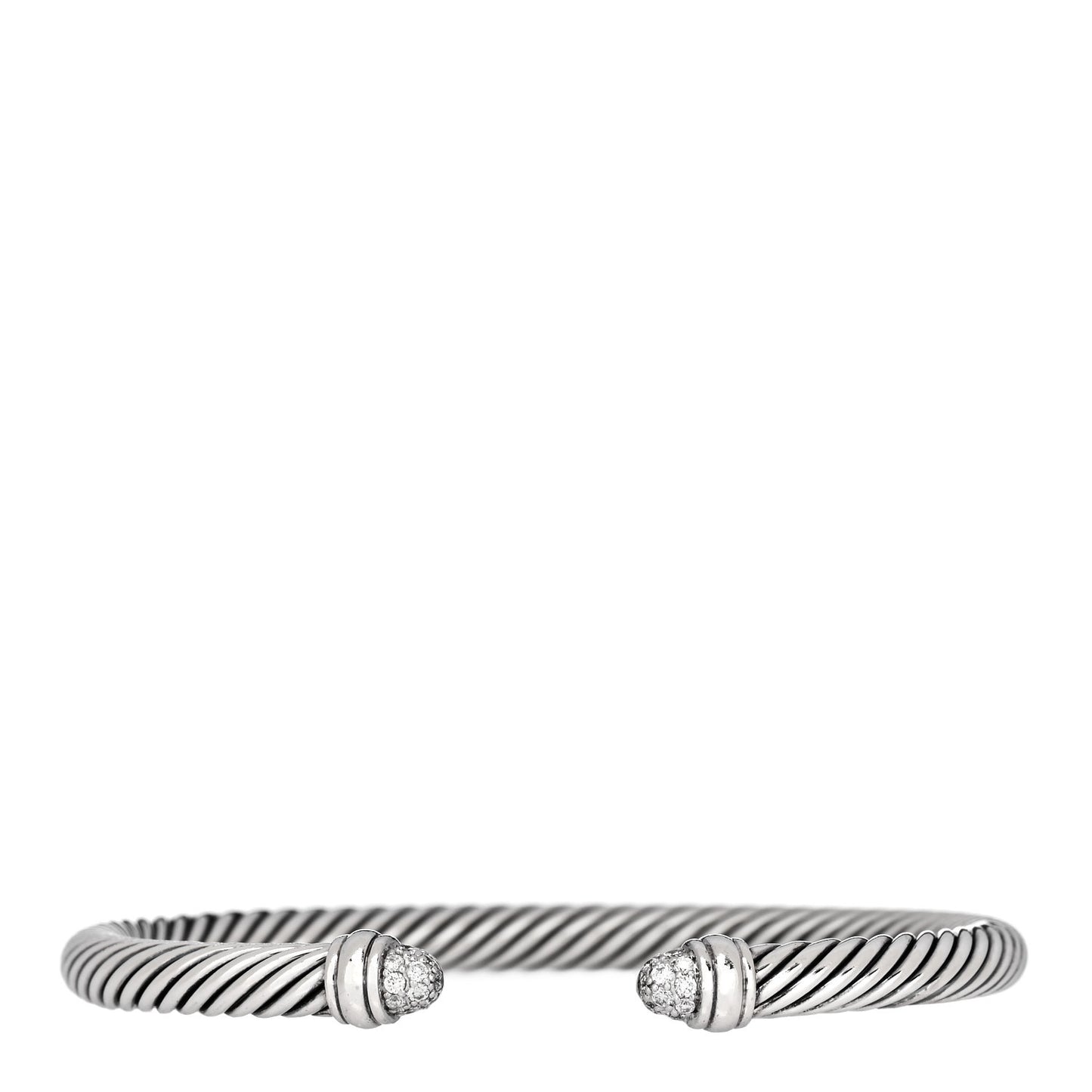 Sterling Silver Pave Diamond 5mm Cable Classics Bracelet