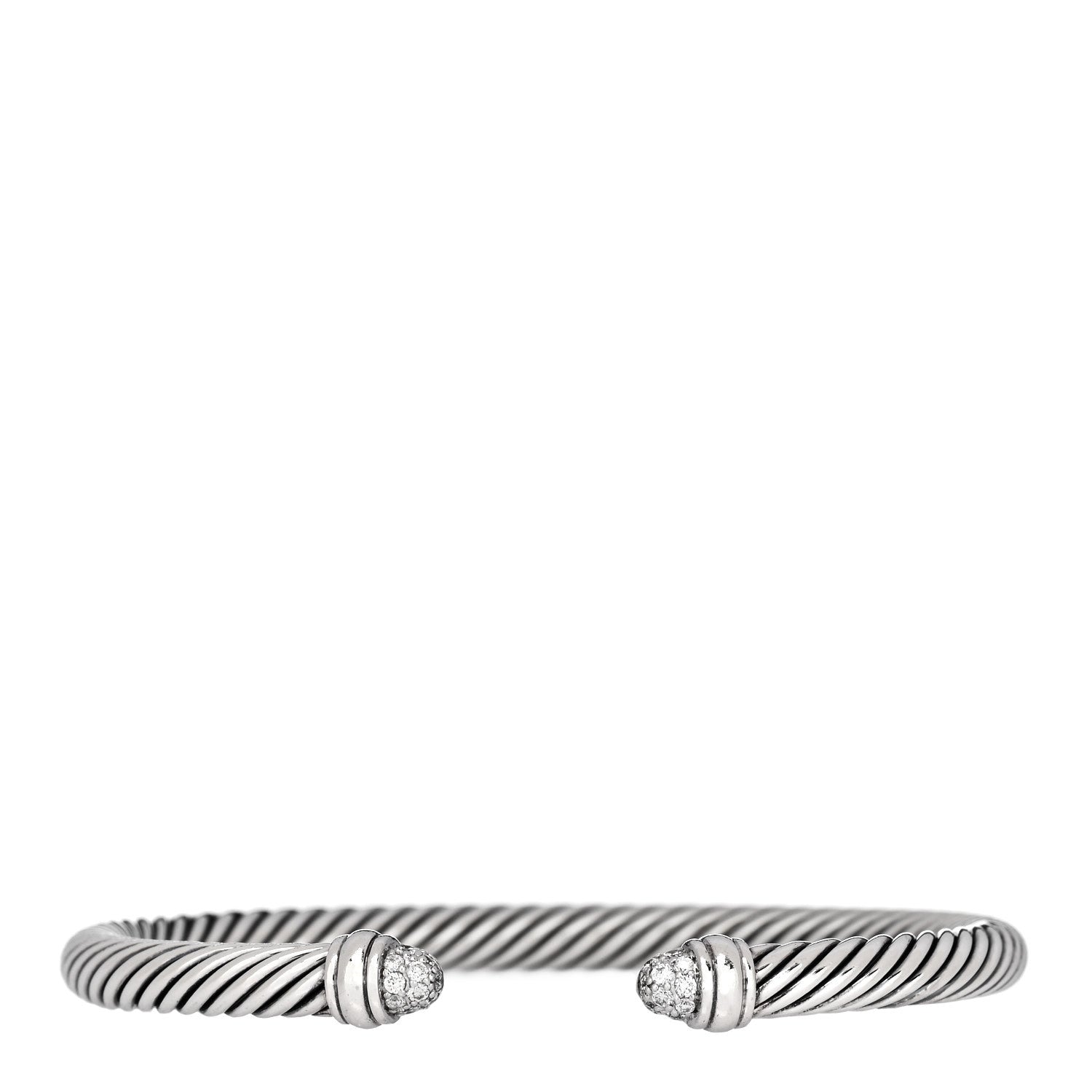 David Yurman Sterling Silver Pave Diamond 5mm Cable Classics Bracelet 1 of 5
