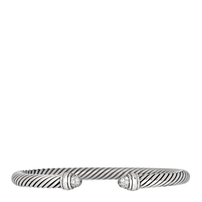 David Yurman Sterling Silver Pave Diamond 5mm Cable Classics Bracelet 1 of 5