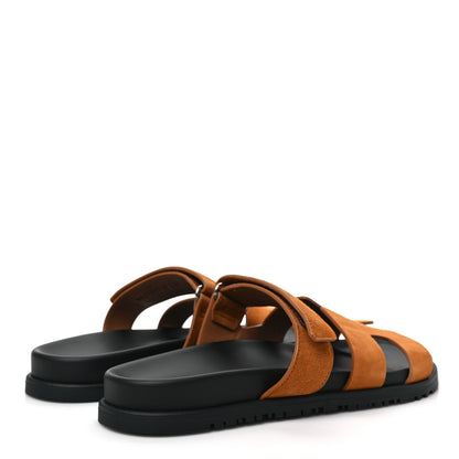 Hermes Suede Goatskin Womens Chypre Sandals 40 Naturel 4 of 9