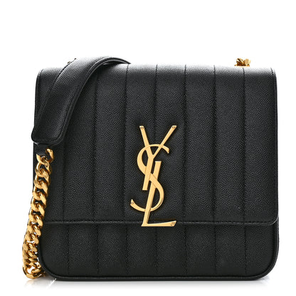 Saint Laurent Grain De Poudre Matelasse Monogram Medium Vicky Chain Bag Black 1 of 10