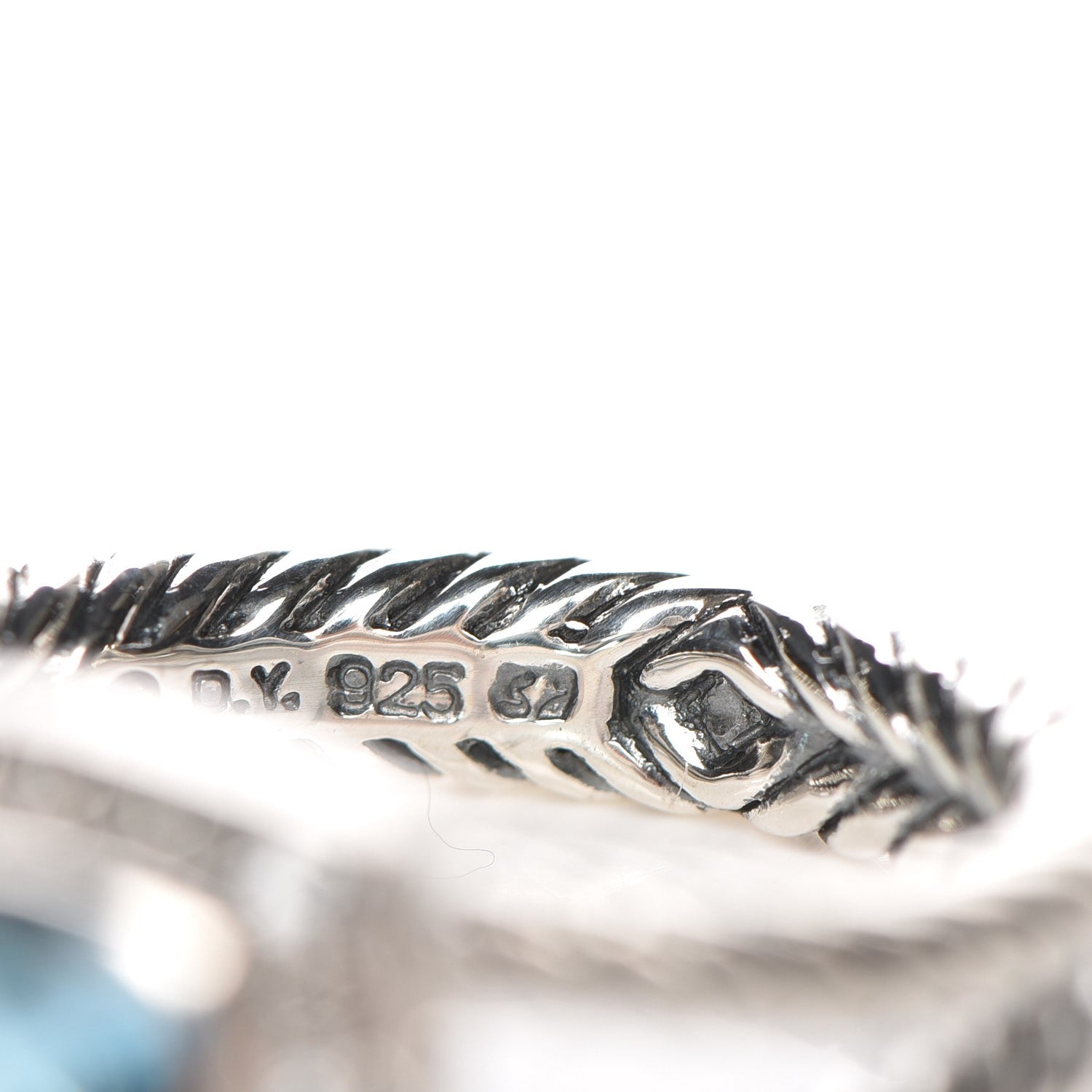 David Yurman Sterling Silver Diamond Blue Topaz 7mm Petite Albion Ring 54 7 5 of 5