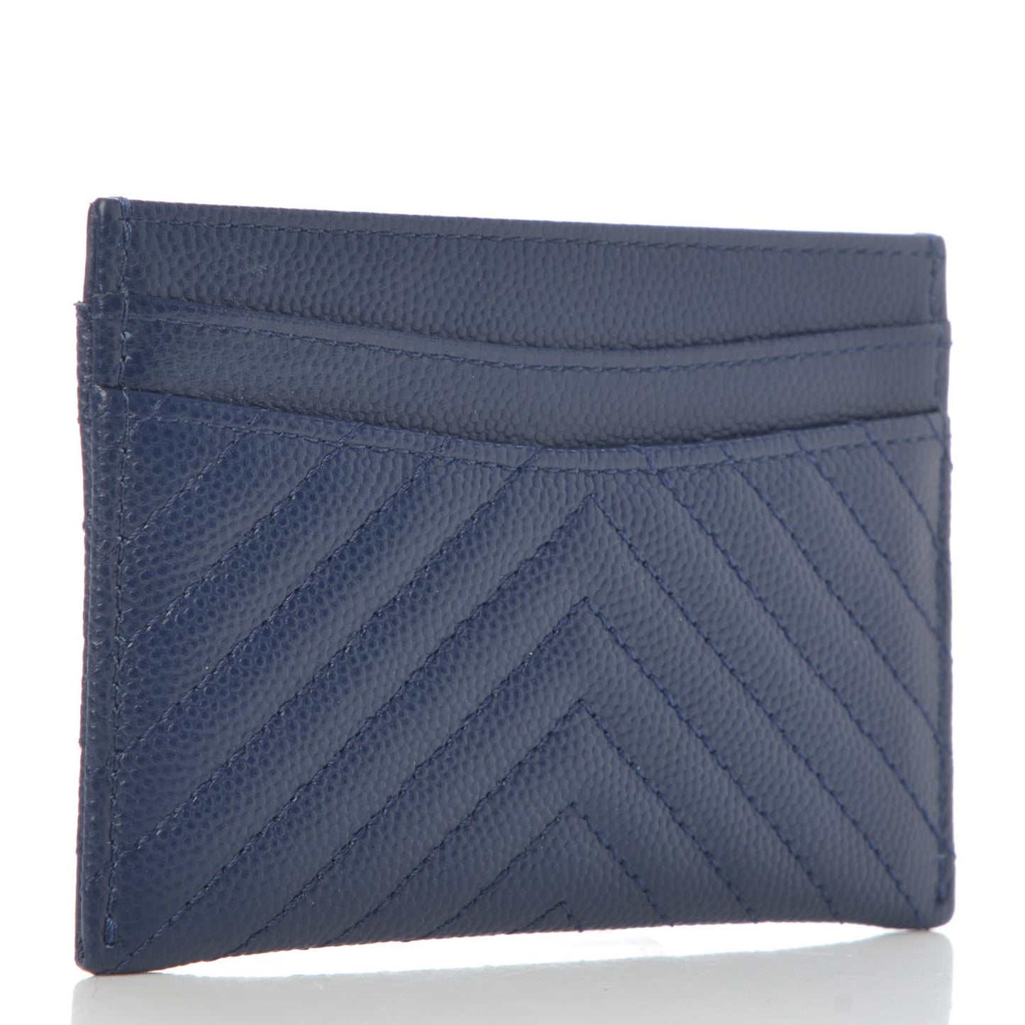 Caviar Chevron Quilted Card Holder Navy