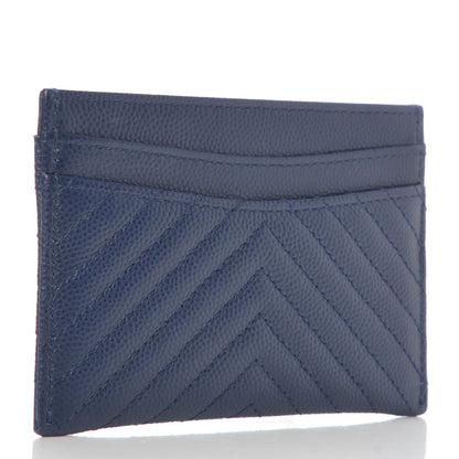 Chanel Caviar Chevron Quilted Card Holder Navy 3 of 9