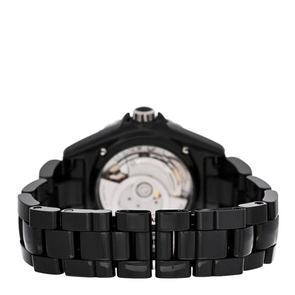 Chanel Stainless Steel Ceramic Diamond 38mm J12 Automatic Watch Black 3 of 4