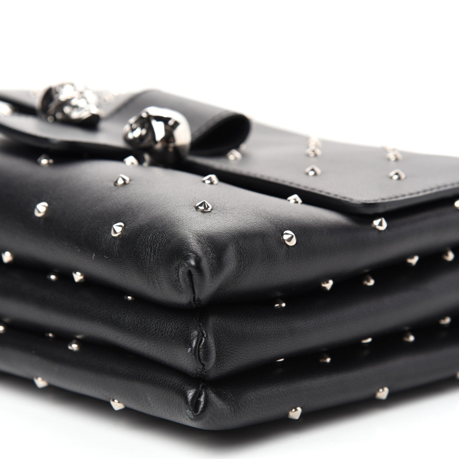 Alexander McQueen Goatskin Studded Twin Skull Crossbody Black 9 of 11