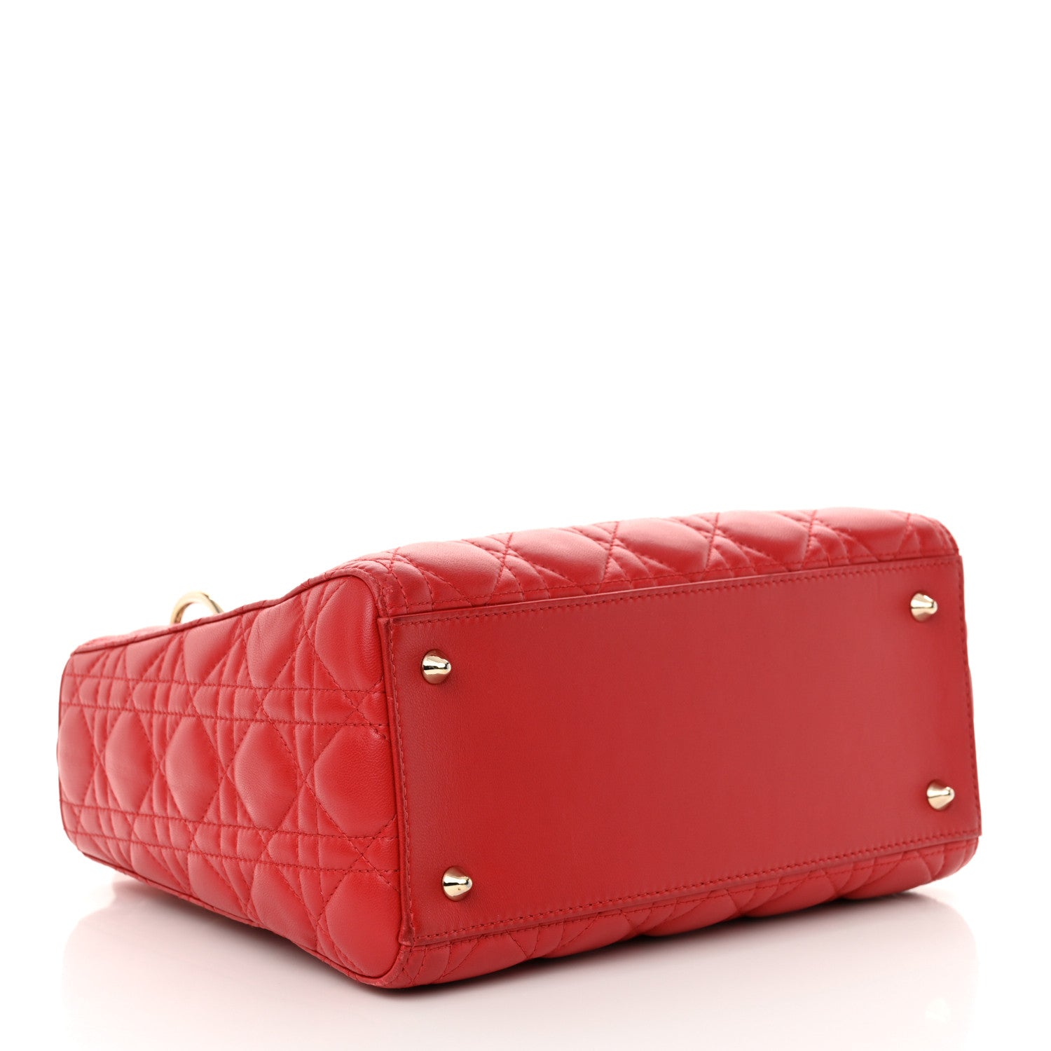 Christian Dior Lambskin Cannage Medium Lady Dior Red 4 of 15