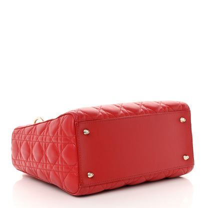 Christian Dior Lambskin Cannage Medium Lady Dior Red 4 of 15