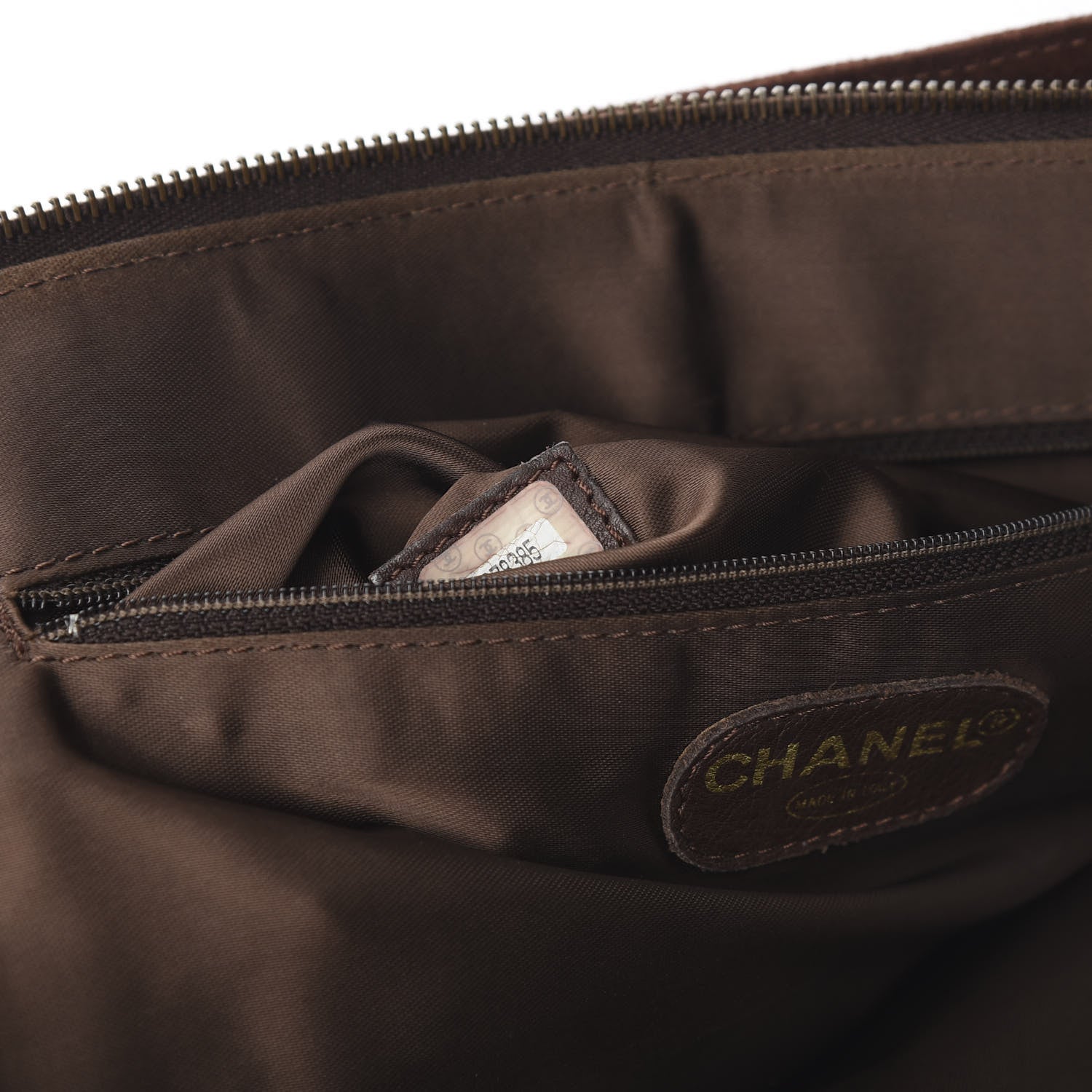 Chanel Suede Logo Tote Brown 9 of 10