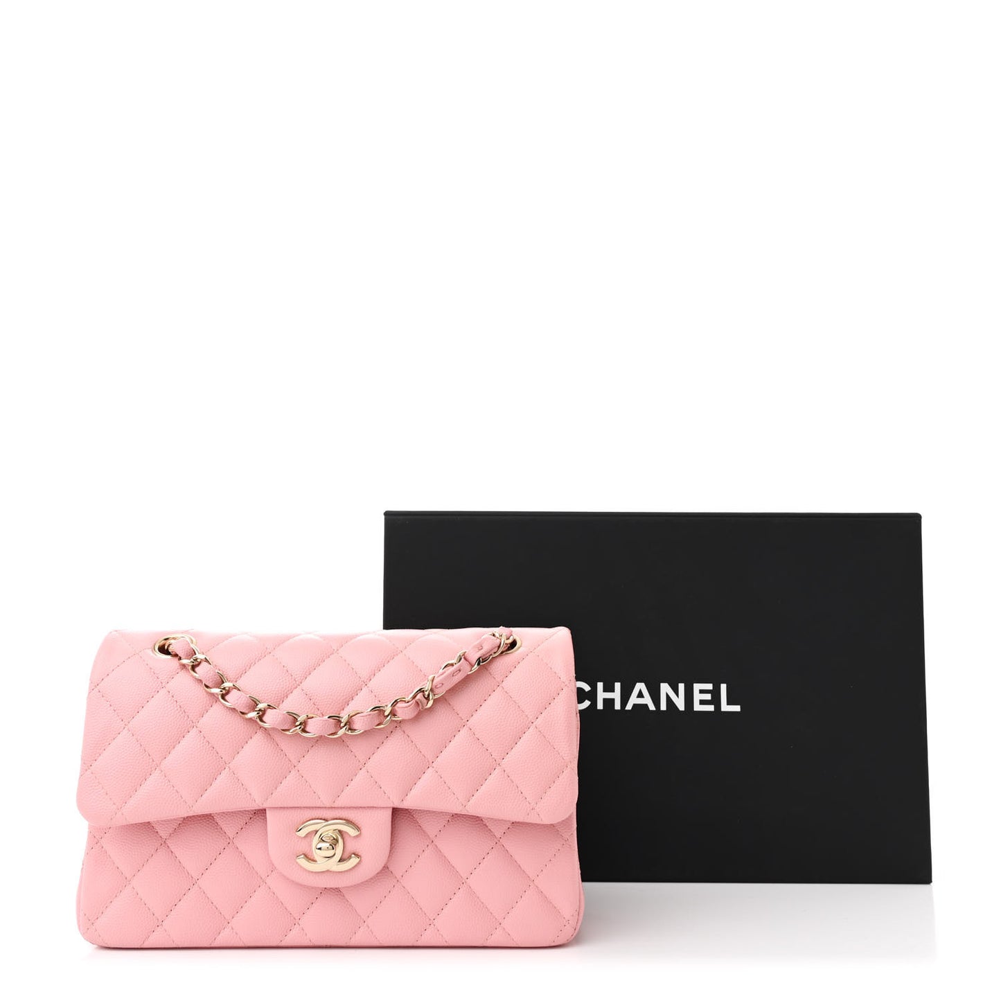 Caviar Quilted Small Double Flap Pink