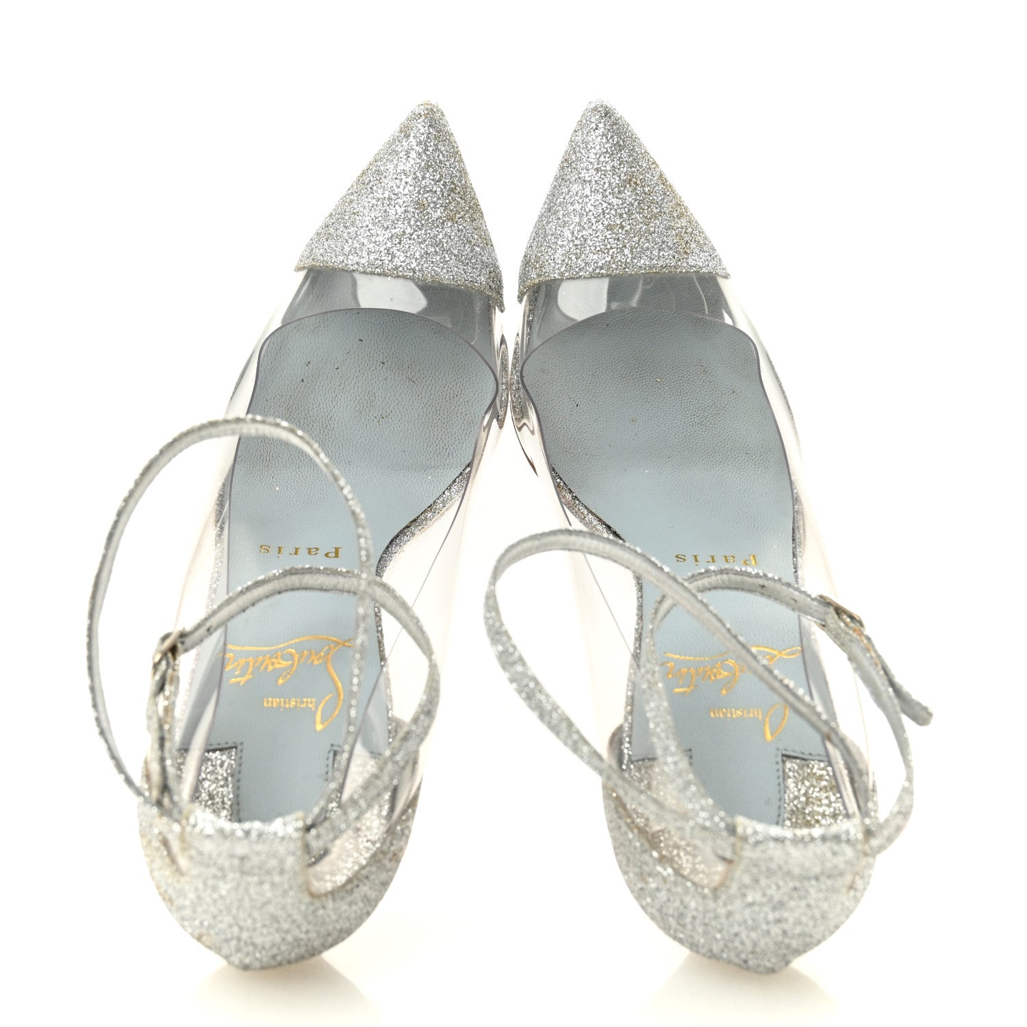 Christian Louboutin Glitter PVC Un Bout 100 Pumps 35 Silver 2 of 12