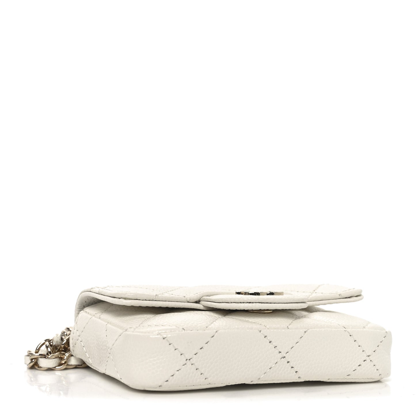 Caviar Quilted Mini Chain Belt Bag White