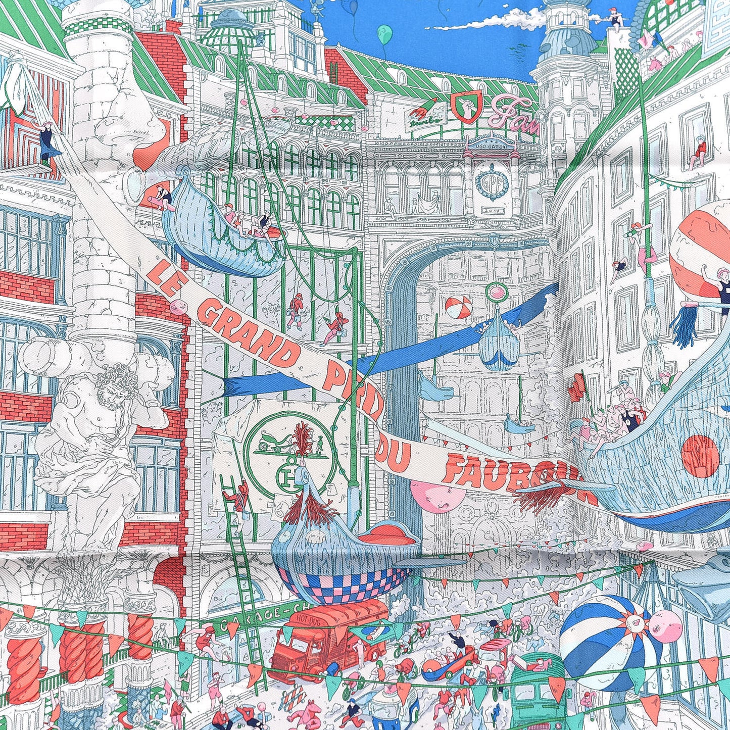 Silk Le Grand Prix du Faubourg Scarf 90 Bleu Rose Menthol