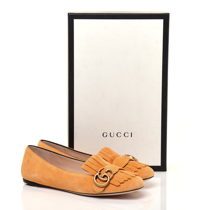 Gucci Kid Scamosciato GG Marmont Fringe Flats 37.5 Crystal Copper 10 of 10