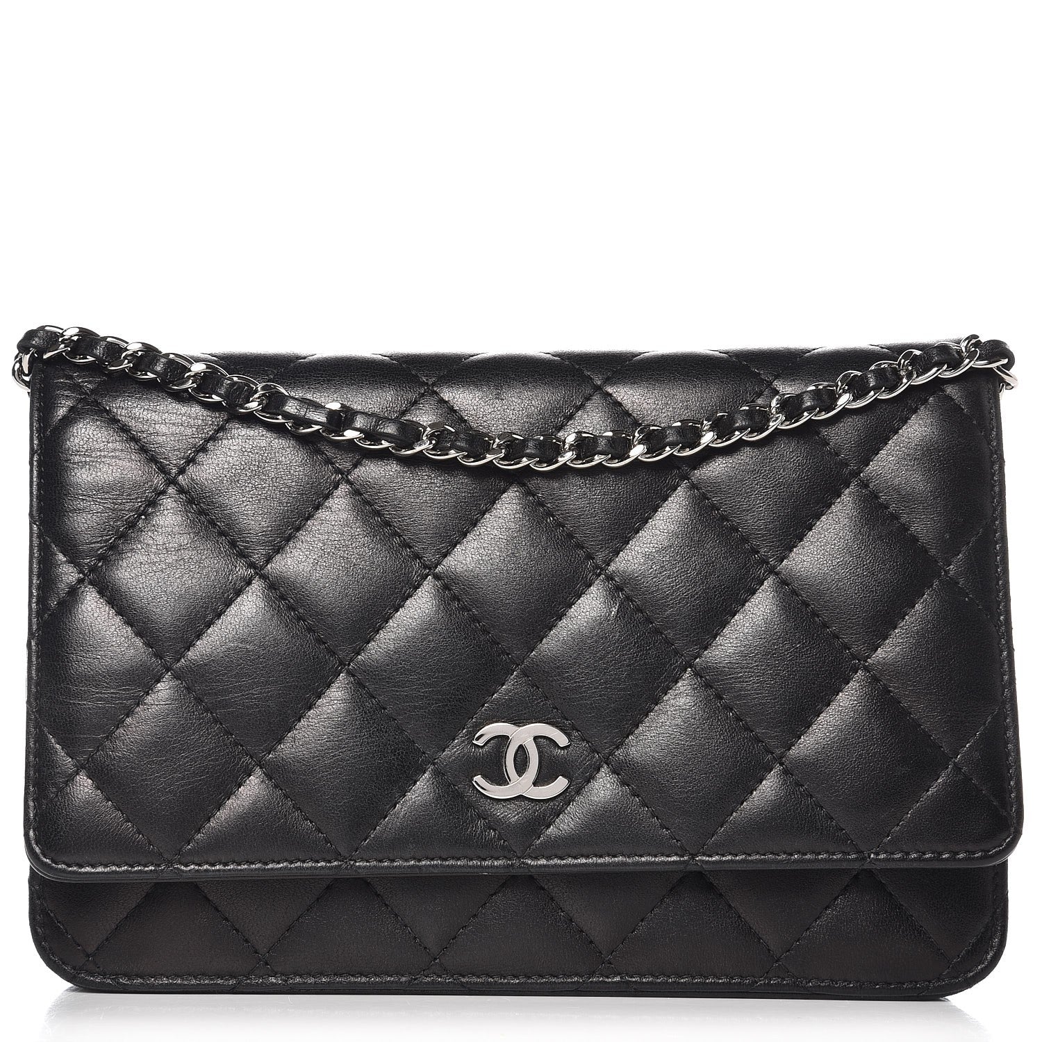 Chanel Lambskin Quilted Wallet On Chain WOC Black 1 of 8