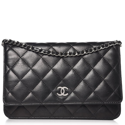 Chanel Lambskin Quilted Wallet On Chain WOC Black 1 of 8