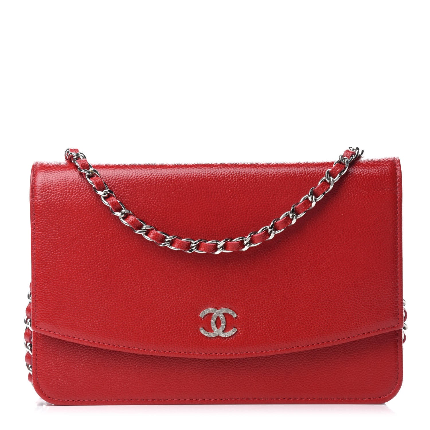 Chanel Caviar Sevruga Wallet on Chain WOC Red 1 of 13