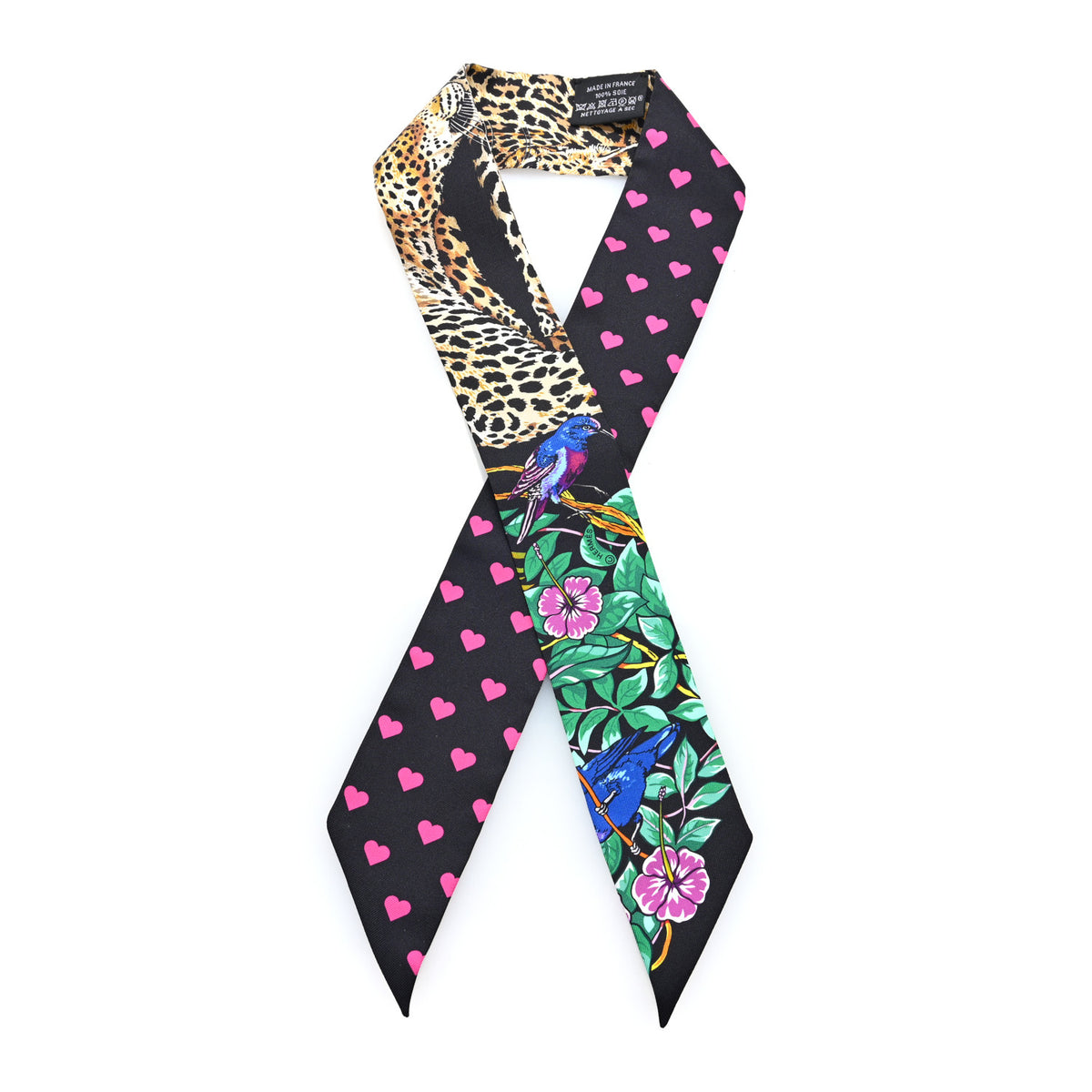 Hermes Silk Jungle Love Love Twilly Black Vert Rose Vif 1 of 3