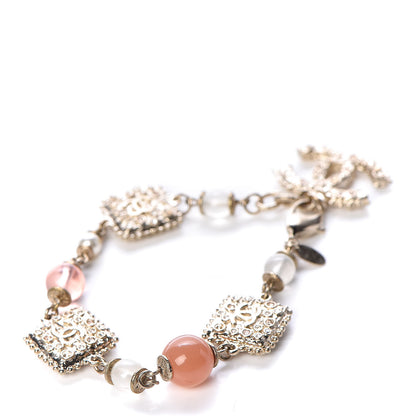 Chanel Pearl Beaded Crystal CC Gold Beige 3 of 5