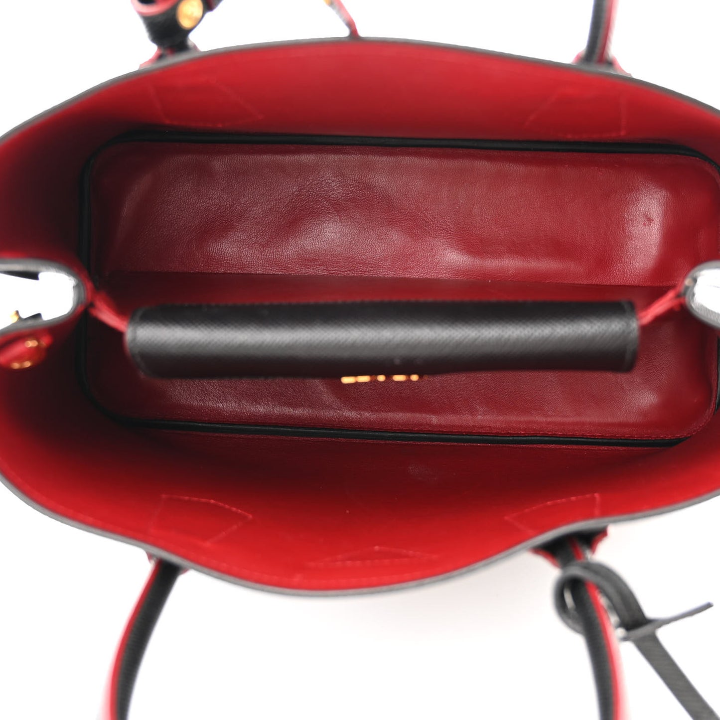 Saffiano Cuir Small Double Bag Black Fuoco