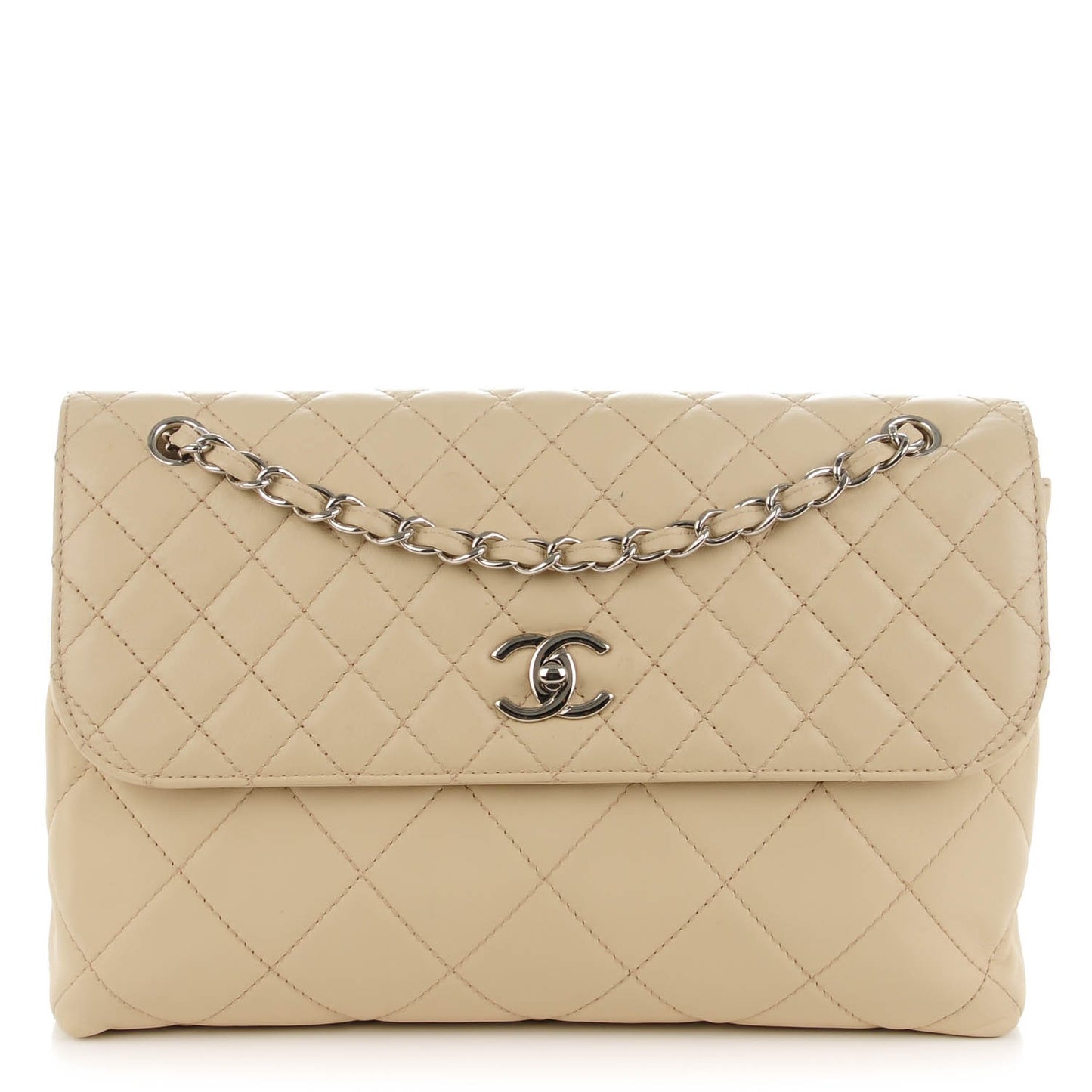 Calfskin Quilted In the Business Flap Bag Beige Clair