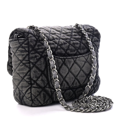Chanel Washed Denim Quilted Small Denimpression Flap Grey Black 2 of 4
