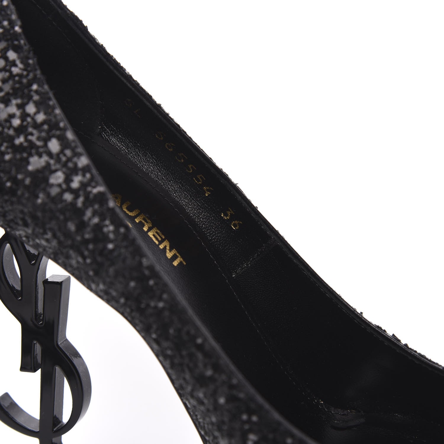 Saint Laurent Glitter Opyum 100 Pumps 36 Black 8 of 9