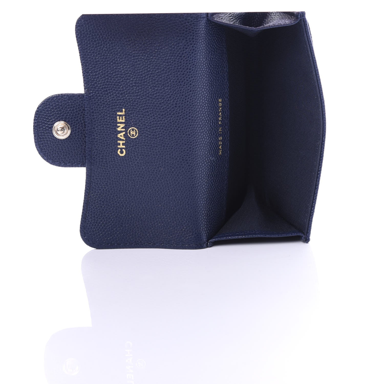 Chanel Caviar Quilted Flap Card Holder Wallet Navy Blue 5 of 9