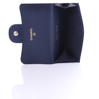 Chanel Caviar Quilted Flap Card Holder Wallet Navy Blue 5 of 9