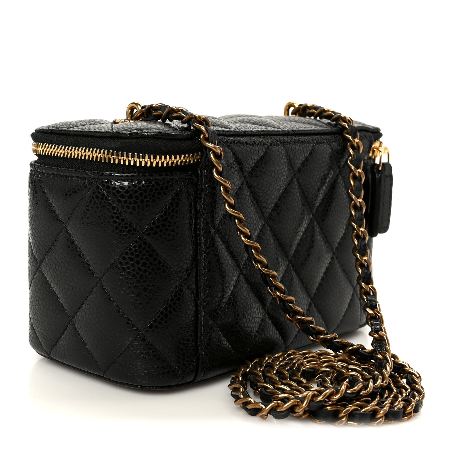 Chanel Grained Lambskin Quilted Small Vanity Case With Chain Black 3 of 11