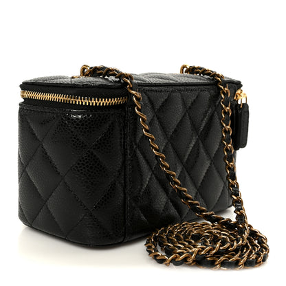 Chanel Grained Lambskin Quilted Small Vanity Case With Chain Black 3 of 11