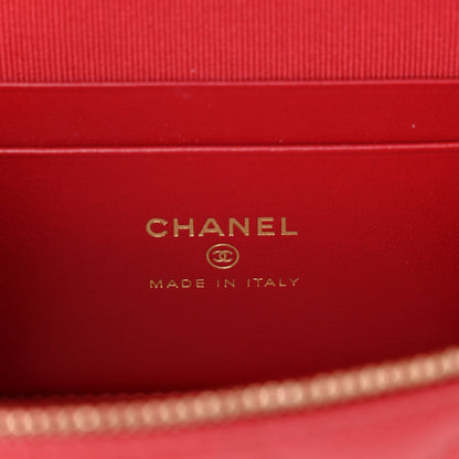 Chanel Caviar Quilted Top Handle Slim Vanity With Chain Red 5 of 10