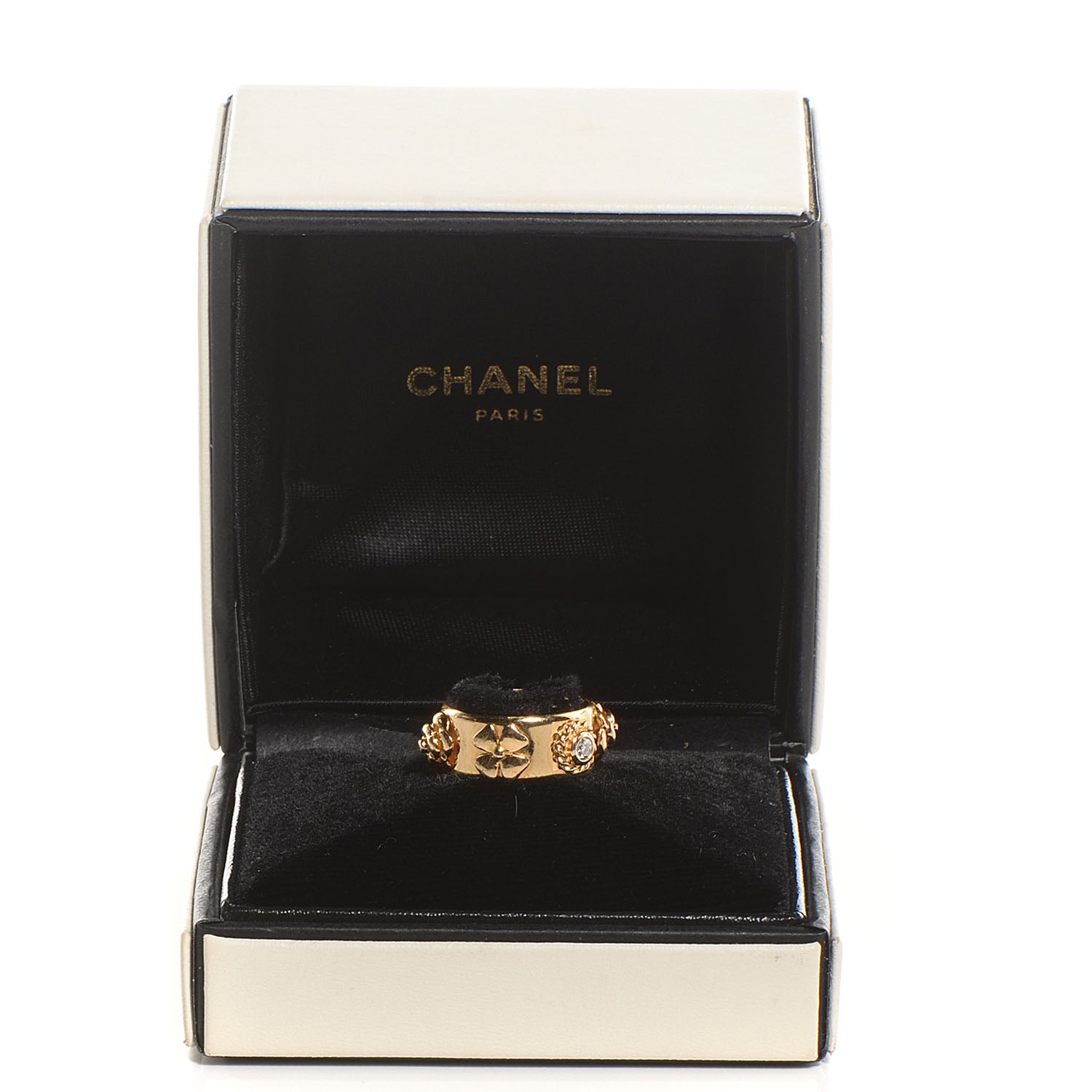 Chanel 18K Yellow Gold Diamond Camellia Band Ring 54 6.75 5 of 5