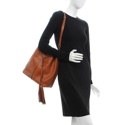 Chloe Calfskin Medium Gala Cross-Stitch Bucket Bag Caramel 3 of 9