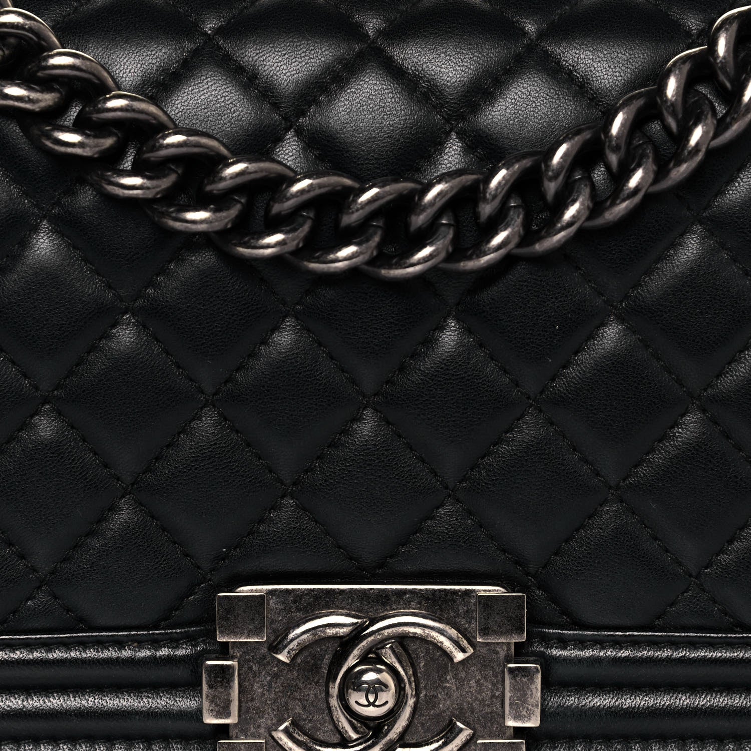Chanel Lambskin Quilted Medium Boy Flap Black 8 of 13