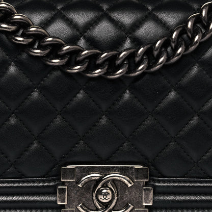 Chanel Lambskin Quilted Medium Boy Flap Black 8 of 13