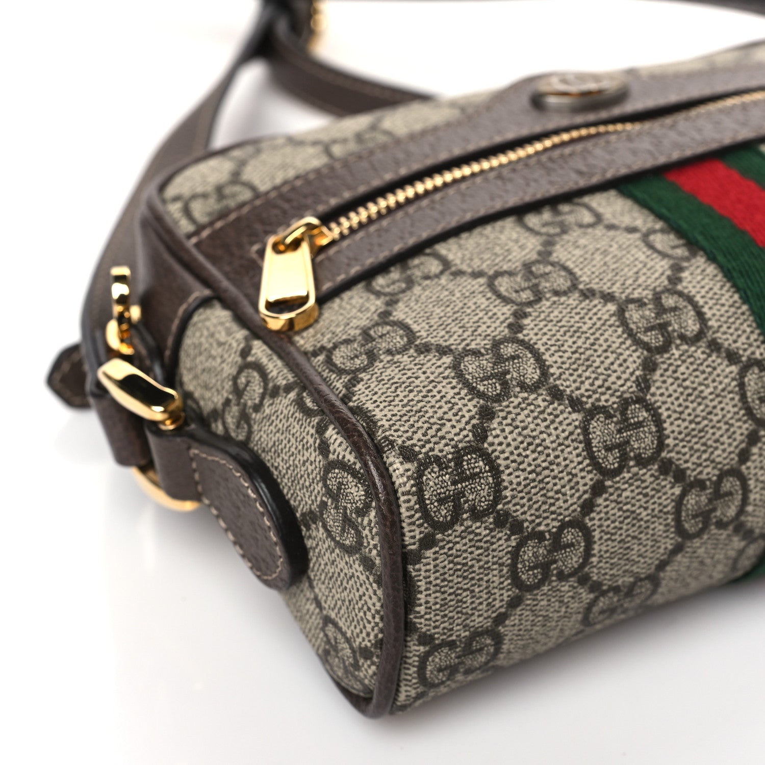 Gucci GG Supreme Monogram Web Mini Ophidia Shoulder Bag Brown 8 of 9