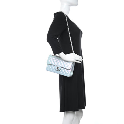Chanel Iridescent Calfskin Quilted Small Double Flap Blue 2 of 10