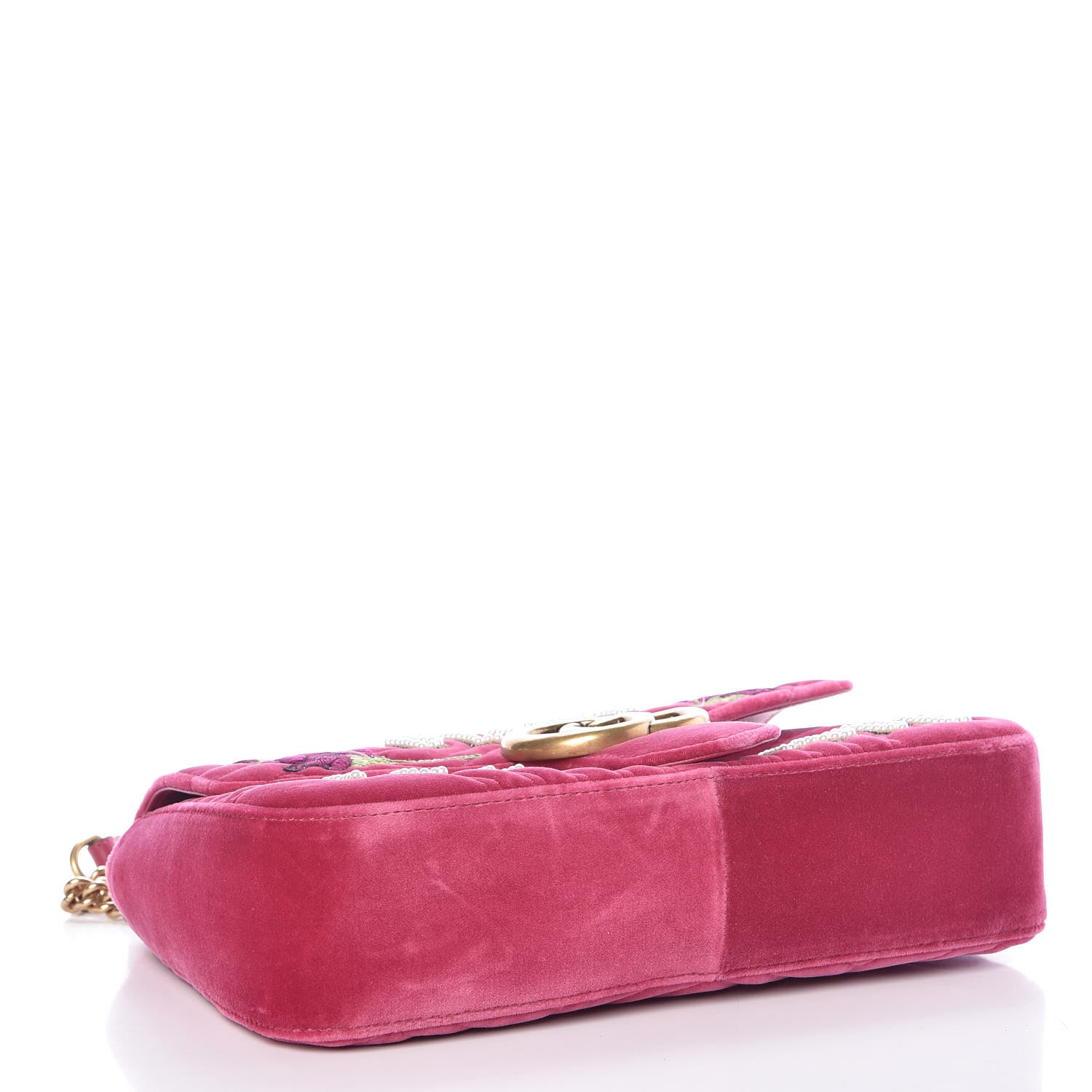 Gucci Velvet Matelasse Blind for Love Embroidered Medium GG Marmont Shoulder Bag Light Raspberry Rose Multicolor 4 of 9