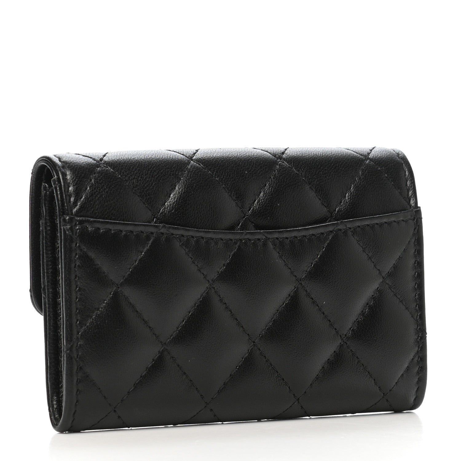 Chanel Lambskin Quilted Flap Card Holder Wallet So Black 3 of 9