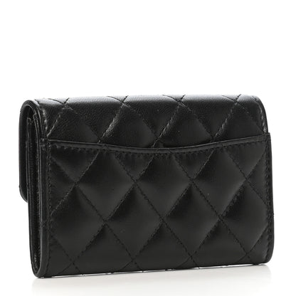 Chanel Lambskin Quilted Flap Card Holder Wallet So Black 3 of 9