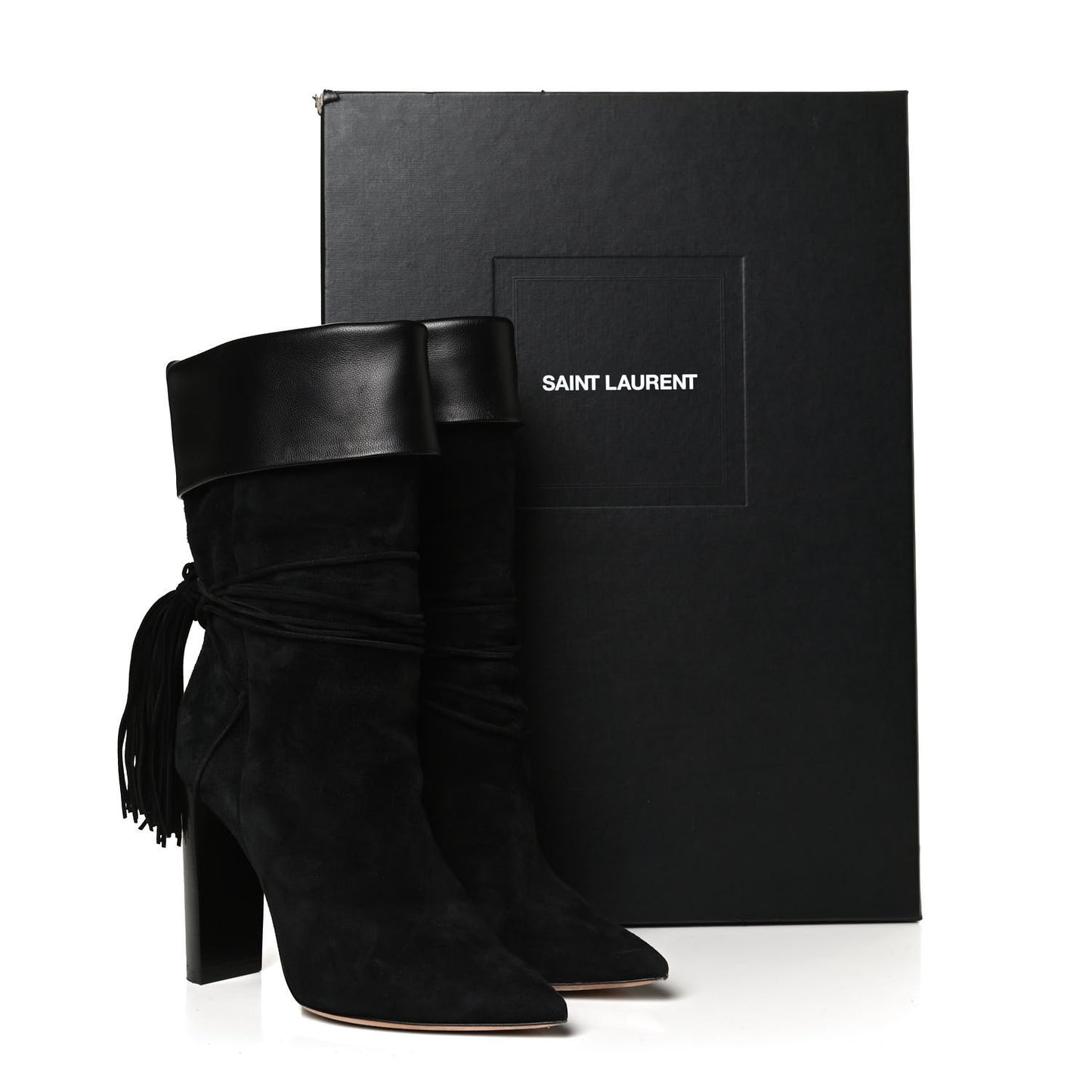 Calfskin Suede Tanger Tassel Boot 37.5 Black