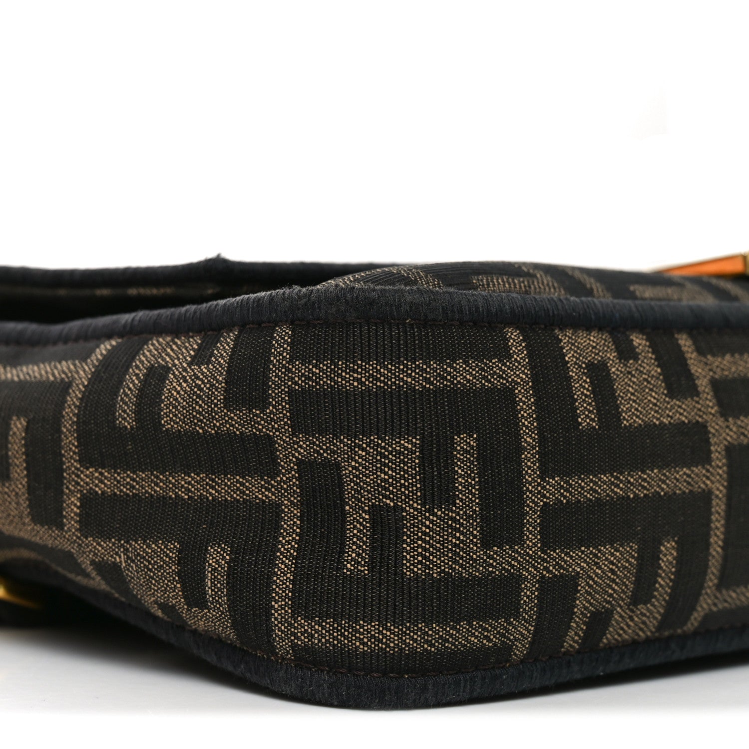 Fendi Fabric Jacquard FF 1974 Medium Baguette Tobacco Moro Black 9 of 10
