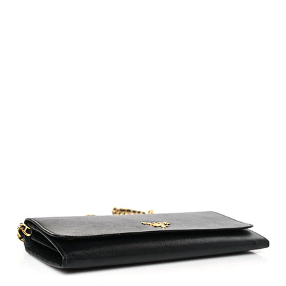 Prada Saffiano Metal Oro Chain Wallet Black 4 of 8