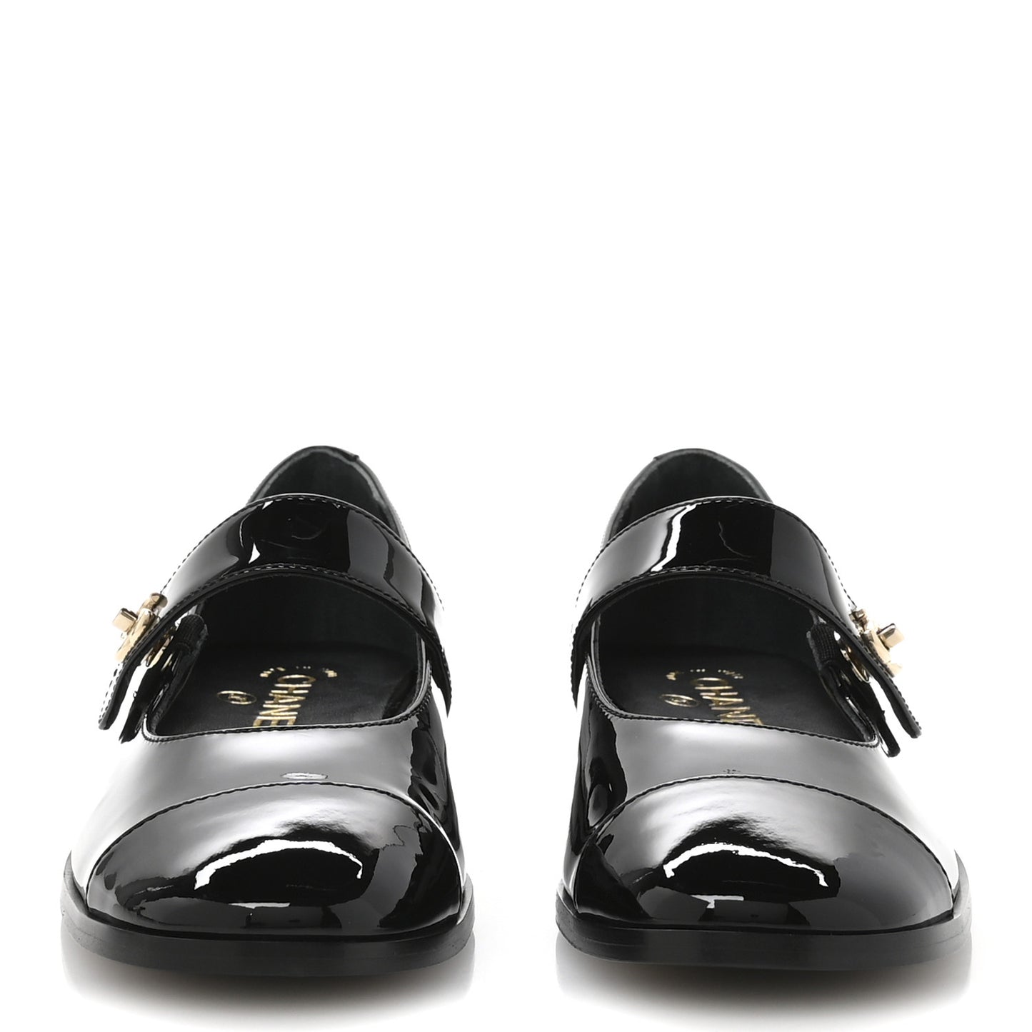Patent Calfskin Mary Janes Flats 38 Black