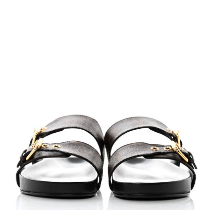 Louis Vuitton Monogram Bom Dia Mule Sandals 38 Black 2 of 9