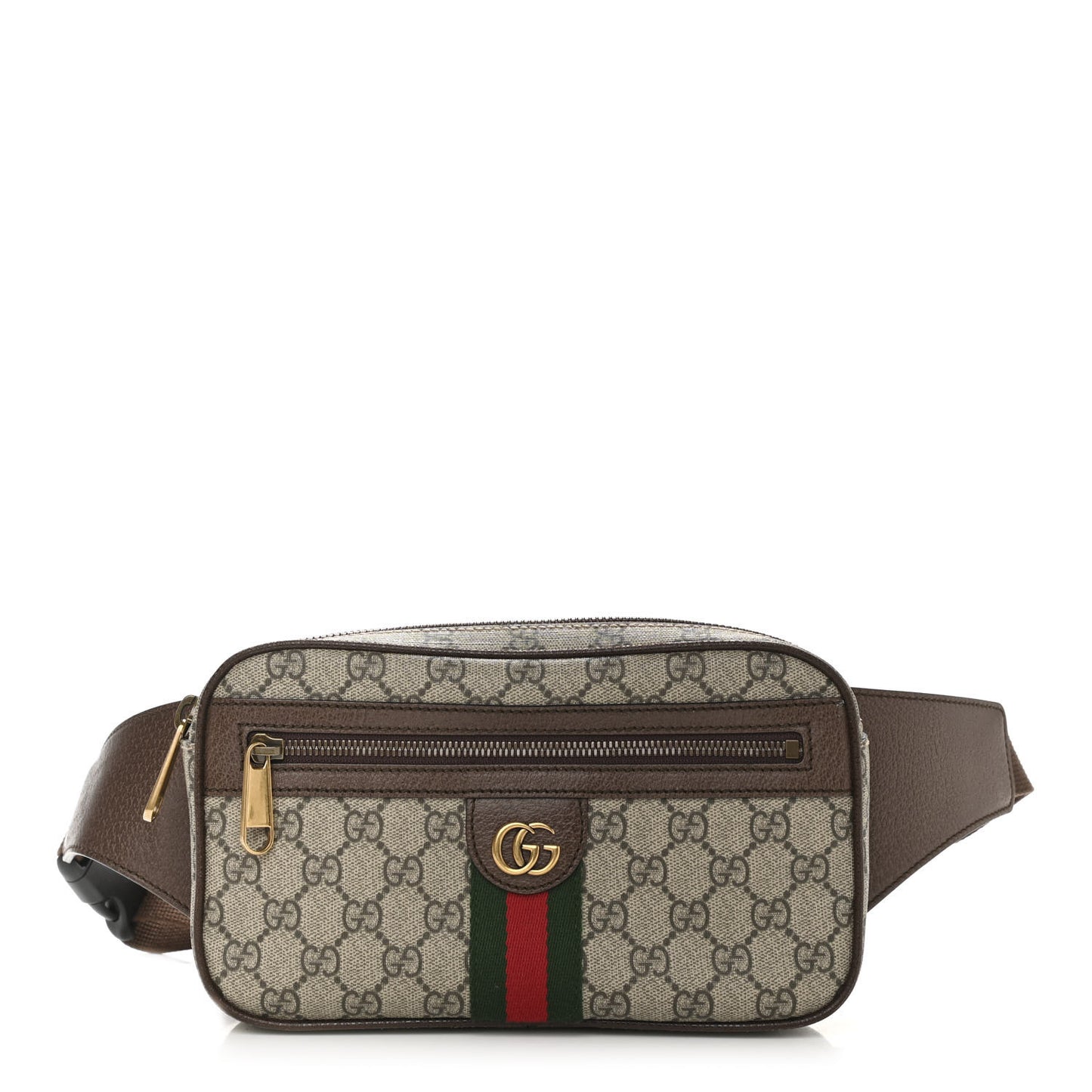 Soft GG Supreme Monogram Medium Ophidia Belt Bag Dark Brown