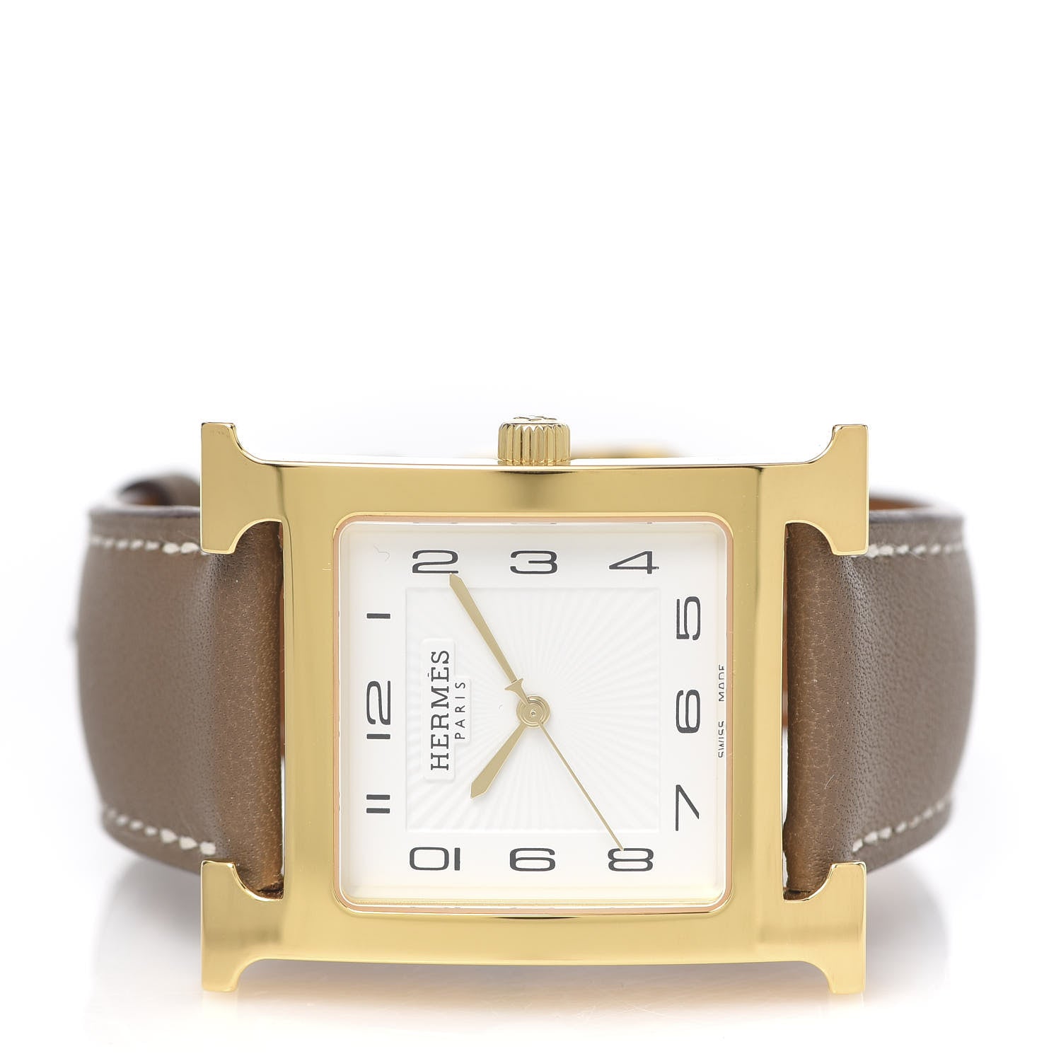 Hermes Stainless Steel Swift 30.5mm Heure H Hour Quartz Watch Etoupe 3 of 8