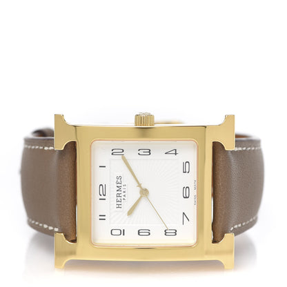 Hermes Stainless Steel Swift 30.5mm Heure H Hour Quartz Watch Etoupe 3 of 8