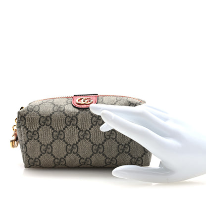 Gucci Soft GG Supreme Monogram Calfskin Small Ophidia Cosmetic Case Beige Ebony Hibiscus Red 2 of 8